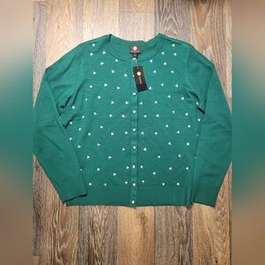 JM Collection Womens Medium Core Sweater Pure Emerald Rhinestones